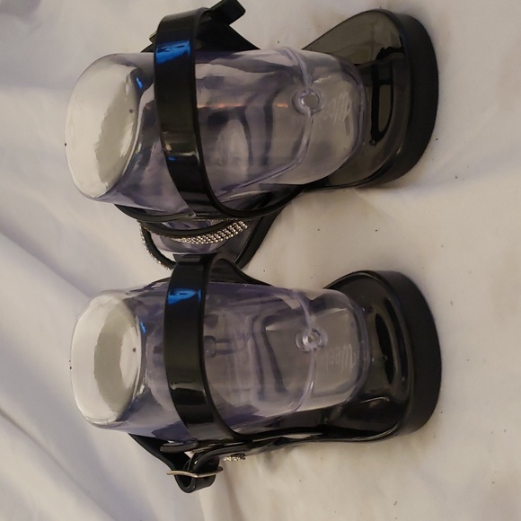 Shiny faux Latex glittery Sandals 9 - Picture 6 of 7